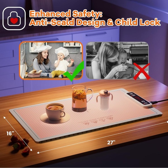 Portable Electric Heating Pad for Food 5 Temp Levels- Auto Shut Off - Picture 2 of 4